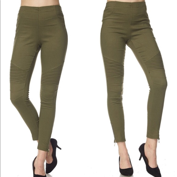 DEBBIE Stretchy Pants - OLIVE - Picture 2 of 3